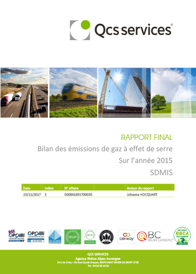 Rapport du bilan des émissions de gaz à effet de serre du SDMIS 2015